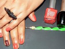 Nail Week Orange Black with Dots