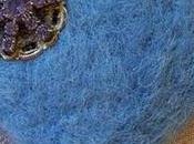 Blue Felt Brooch Embellished with Vintage Earring