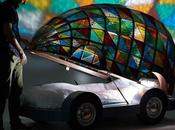 Weird Driverless Covered with Stained Glass Lets Sleep While Drives
