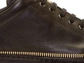 Bound Zipped: Alexander McQueen Black Leather Gold Zipper Trim Low-Top Sneaker