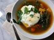 Kale Beet Stem Soup with Poached