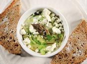 Baked Eggs with Shaved Asparagus Feta Cheese