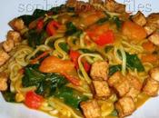 Vegan Gluten-free Pumpkin Spinach Curry with Brown Rice Noodles Tofu!
