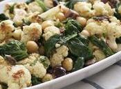 Roasted Cauliflower Salad with Spinach Chickpeas