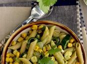 Pasta with Poblano Chilies, Corn Cilantro Cream