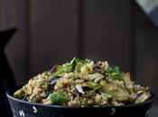 Warm Millet Salad with Brussels Sprouts, Dried Cranberries Walnuts