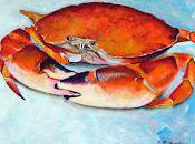 Beach Scuttle Orange Crab Acrylic Painting