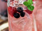 Vodka Spritzer with Raspberries Blueberries