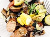 Turkey Kielbasa with Roasted Zucchini, Summer Squash Portobello Mushrooms