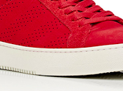 Off-White Red: Perforated Diagonal-Striped Sneakers