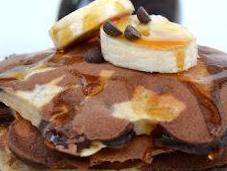 Chocolate Banana Swirled Pancakes