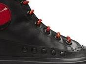 Sneaks Dark: Alexander McQueen Black Leather Skeleton Patch High-Top Sneakers