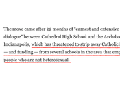 WaPo: Indianapolis Diocese Threatens Strip Away Catholic Identity" from Schools "That Employ People Heterosexual"