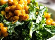 Kale Caesar Salad with Garlic Chickpeas