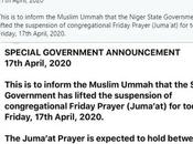 Niger State Government Lifts Juma’at Prayers Despite Having Confirmed Cases COVID-19