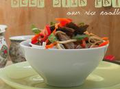 Weeknight Special Thai Style Beef Chicken Stir-Fry Over Rice Noodles