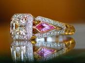 Jewel Week Beaudry Asscher Diamond Ring with Pink Sapphires