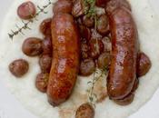 Roasted Grapes Sausage Over Creamy Grits