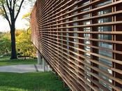 Contemporary Kansas Home with Wood Slatted Exterior Screen