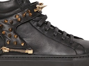 Flip-Side High Tops: D-Side Metal Spikes Strap Leather Sneakers