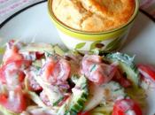 Little Goats Cheese Souffle's with Tomato Cucumber Salad
