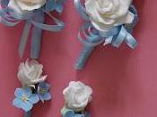 Blue Forget Nots White Roses Wedding Bouquet Everlasting Clay
