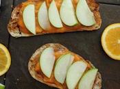 Sourdough Toast Topped with Biscoff, Apricot Compote, Granny Smith Apple Slices, Fleur