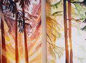 Celebrating Beautiful Tabor Portland, Original Vertical Tree Paintings Home Office