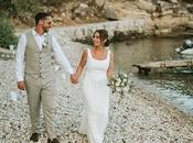 Beach Summer Wedding Corfu with White Blooms Lush Olive Leaves Sophie Scott