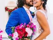 Modern Summer Wedding Sifnos with Bougainvillea Fuchsia Hues Demetra Panayiotis
