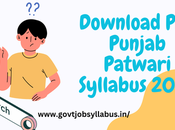 Download Punjab Patwari Syllabus 2023