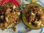 Stuffed Acorn Squash with Cranberry, Apple Sausage Stuffing