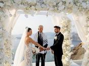 Romantic Destination Wedding Santorini with Breathtaking Floral Arch Macy Will