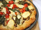 Caramelized Mushroom Onion Pizza with Blistered Cherry Tomatoes Basil