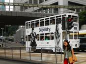 Shoot Bits Girl Crossing Streets Hongkong With Tram Bridge Background