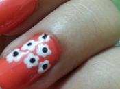 NOTD Spring/Summer Nails Orange with White Blossoms