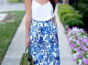 Blue White Midi Skirt