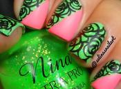 Neon Pink Green Nail Designs
