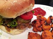 Green Chile Burgers with Sweet Potato Fries
